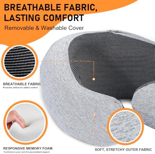 Travel Pillow - Hooded Neck Pillow Airplane Memory Foam Filling