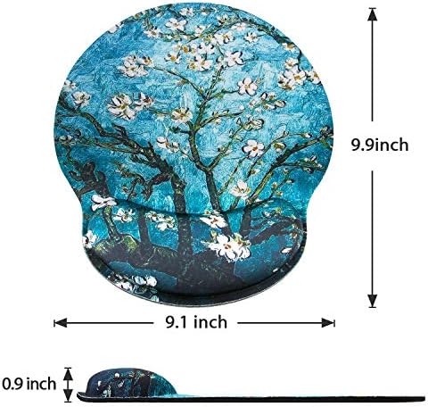 Mouse Pads with Gel Wrist Rest Support,Ergonomic Non Slip Memory Foam Wrist Rest Pad Mousepad for Home,Office,Gaming,Computer,Laptop Easy Typing Pain Relief, Van Gogh Painting