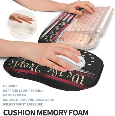 2-in-1 Ergonomic Set, Wave Keyboard Wrist Rest and Massage Slope Mouse Pad Wrist Support, Rebound Memory Foam for Relieve Carpal Tunnel Syndrome and Wrist Pain (Flag)