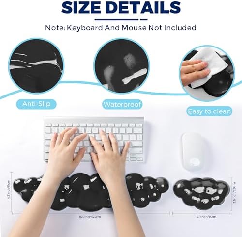 Gel Cloud Keyboard & Mouse Wrist Rest Set - Cloud Keyboard Wrist Rest Pad & Mouse Support for Office Gaming Pad Computer Laptop Ergonomic Comfortable Pain Relief- Cloud Pad Set