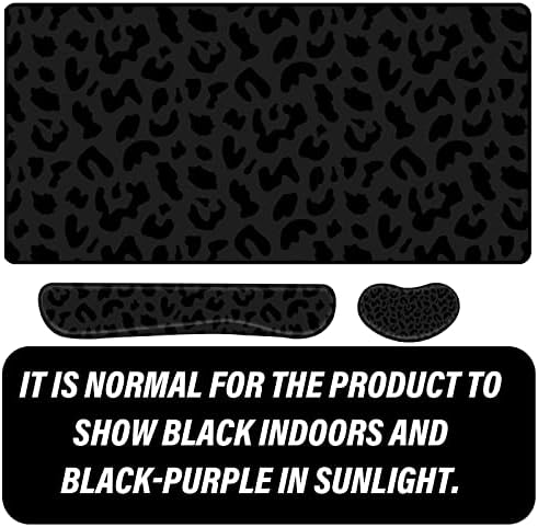 3Pcs Large Gaming Mouse Pad Desk Mat,Keyboard Mouse Wrist Rest Support Set,Extended Laptop Mouse Pad Memory Foam Non-Slip Base for Gamer Home Office(31.5x15.7in)-Black Leopard Cheetah