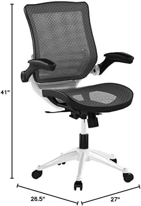 Modway Edge All Mesh Office Chair In Gray With Flip-Up Arms - Perfect For Computer Desks