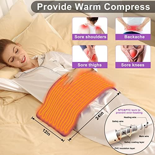 Heating Pad Electric Heat Pad, Hot Heated Pad,Multiple Temp and Timer Settings,Suitable for Shoulders, Neck, arms, Abdomen, Back, Legs, etc (Deep Purple, 40"X20")