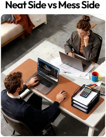 YSAGi Leather Desk Protector, Office Mat, Large Mouse Mat, Non-Slip PU Leather Blotter, Laptop Desk Mat, Waterproof Writing Pad for Office and Home(Brown, 42" x 17.2")