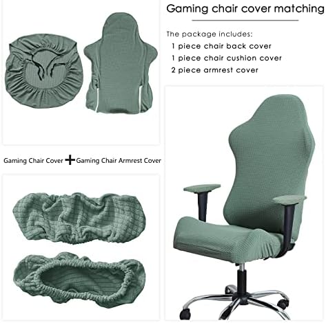 FORCHEER Gaming Chair Cover with Armrest Covers Cat Scratch Proof Green Water Repellent Jacquard Racing Computer Chair Slipcover with Attached Arms Washable