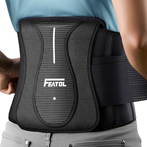 FEATOL Back Brace for Lower Back Pain Wide Coverage 360° Strong Lumbar Support with Removable Pad, Adjustable Waist Support Belt for Men Women, Size 4XL 63''-68.9''