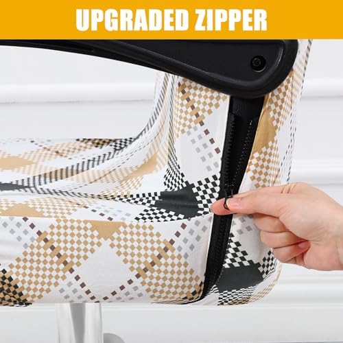 Smiry Office Computer Chair Cover with Armrest Covers, Khaki and Black