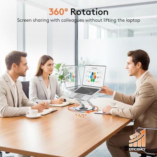 TECKNET Laptop Stand for Desk, 360° Rotating Laptop Stand for 10-17" Laptop