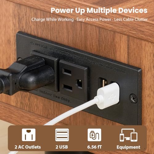 Artswish Dual Monitor Stand with Power Outlet, 42" Walnut Monitor Riser