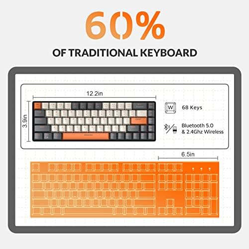 MAGIC-REFINER RK68 Compact 68 Keys Wireless Mechanical Gaming Keyboard