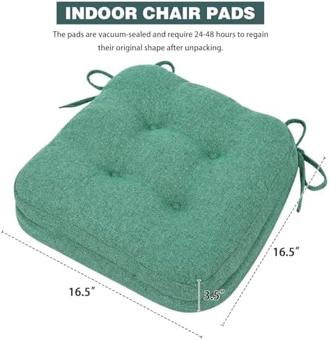 baibu Dining Chair Cushions, 4 Pack, 16.5 x 16.5 x 3.5 in, Turquoise Green