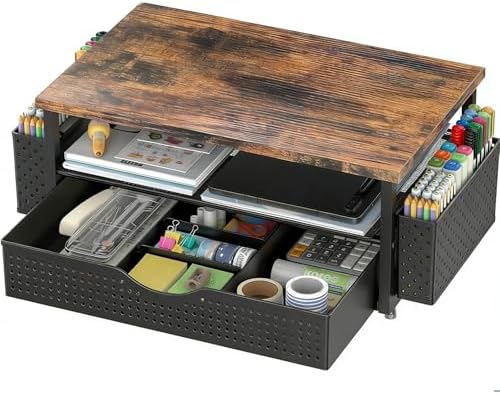 Spacrea Desk Organizers and Accessories, Printer Stand with Storage, Wood