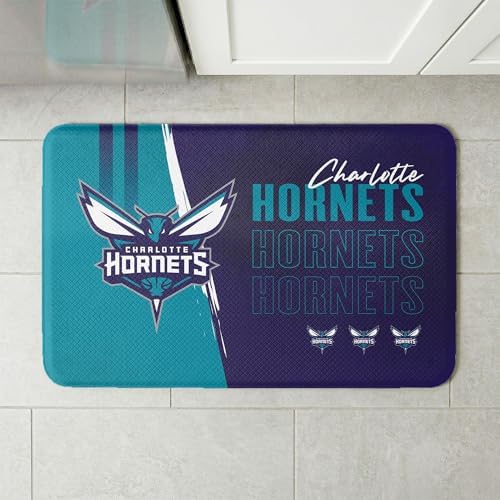 Northwest NBA Charlotte Hornets Embossed Anti-Fatigue Mat, Cushioned Kitchen Floor Rug, Non-Slip PVC Standing Comfort, 18 x 30 in