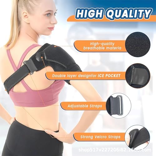 Extended Large Size Shoulder Brace, Adjustable Large Size Shoulder Support for Men and Women Spoorts and Relife of Pain (Black L)