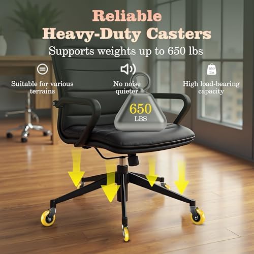 Office Chair Wheels Replacement,3" Rubber Desk Chair Wheels 7/16" Stem,Universal fit for Most Rolling/Gaming Chairs,Floor Protection for Carpet/Hardwood/Tile,Smooth&Quiet Rolling,Set of 5
