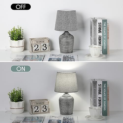 11.8’’ Small Table Lamps Set of 2 for Bedroom Kid’s Room Home Office, Gray