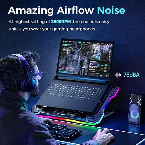 AICHESON Laptop Cooling Pad for 15-19 Inch Gaming Laptops, 2800 RPM Fan