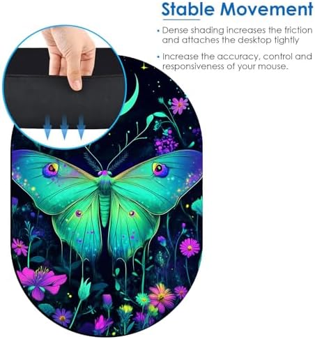 Small Mouse pad, Portable, Waterproof Non-Slip Rubber Bottom, Suitable for Wireless Mouse, Laptop Keyboard Tray for Both Men and Women, Office Travel 7.1x10.6in，Butterfly and Flower Moon