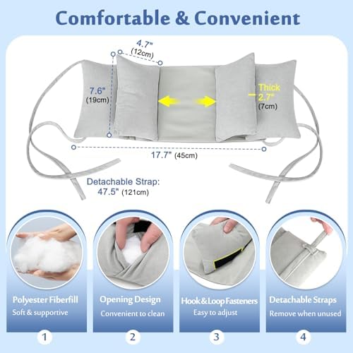 Head Stabilizer, Head Support Pillow for Elderly – Back Sleeping Aid for Post Surgery Recovery, Recliner & Wheelchair Headrest Cushion, Adjustable Neck Cradle (Grey)
