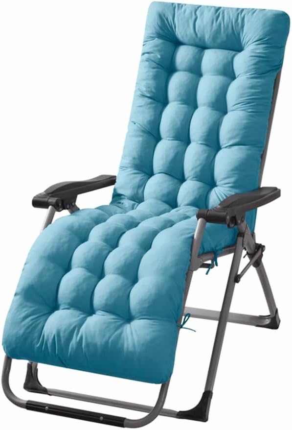 Patio Chaise Lounger Cushion， IndoorOutdoor Rocking Chair Sofa Cushion with 6 Ties， Thick Padded Swing Bench Cushion，61x18.9x3.1in (Sky Blue)
