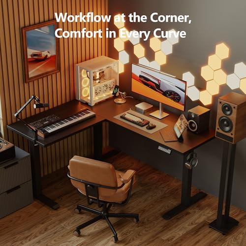 Agilestic L Shaped Electric Standing Desk Adjustable Height, 59Inch, Black
