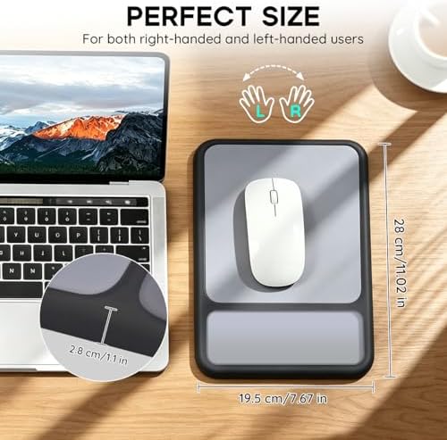 Ergonomic Mouse Pad with Wrist Rest, 8°Slope Design Memory Foam Support