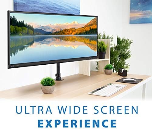 Mount-It! Ultra-Wide Single Monitor Arm Desk Mount, Height Adjustable Pole Stand for 13–42 Inch Screens up to 22 lbs, VESA 75x75 to 200x200, Clamp & Grommet