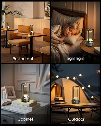 Set of 2 Cordless Table Lamps Rechargeable Desk Lamps Silver