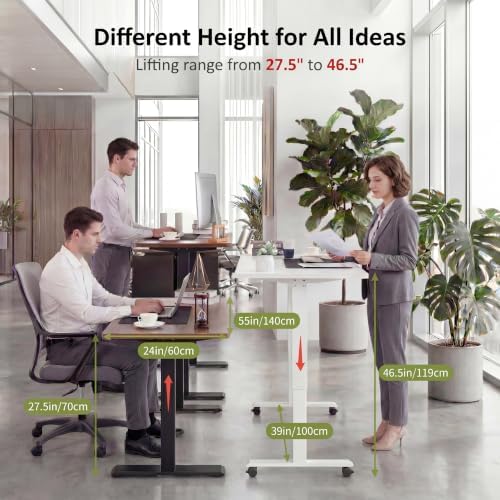 farexon 55 x 24inch Electric Standing Desk Adjustable Height with Power Outlets, Stand up Desk with Wheels,Outlets, Mouse Pad, Preset Heights Home Office Gaming Computer Workstations Table（Brown）