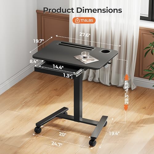 28" Mobile Standing Desk with Drawer, Portable Laptop Desk