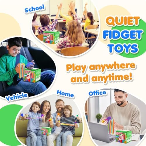 Fidget Sensory Toys for Kids: 26 Pack Quiet Squishy Fidgets for Classroom Students Prizes- Textured Soft Fidget Rings Stretchy Strings for Autism - Office Desk Toddler Travel Fidget Box,Easter Gifts