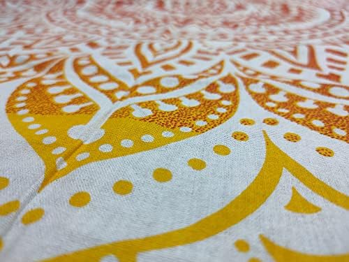 Round Beach Tapestry Turquoise Mandala Throw/Boho Hippie Beach Blanket Roundie/Indian Cotton Bohemian Large Round Table Cloth-Home Decor/Yoga Mat Meditation Picnic Rug (42", Yellow-Orange)