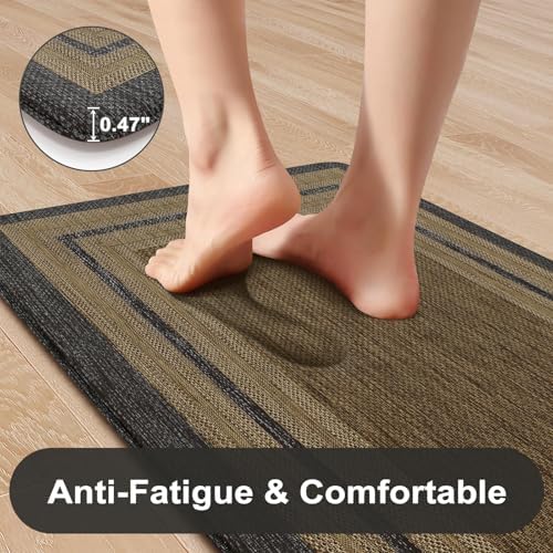 KIMODE Anti Fatigue Mats for Kitchen Floor,Farmhouse Kitchen Rugs Sets of 2