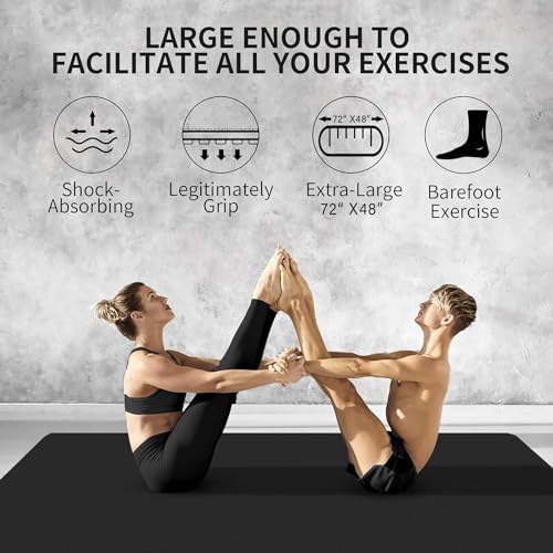 CAMBIVO Extra Long Wide Yoga Mat, Thick PVC Workout Mat