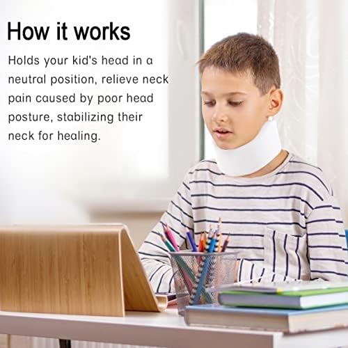 Kids Neck Brace for Neck Pain and Support, Soft Foam Cervical Collar Adjustable Youth Neck Support for Childrens Whiplash and Childs Torticollis Neck Stabilizer