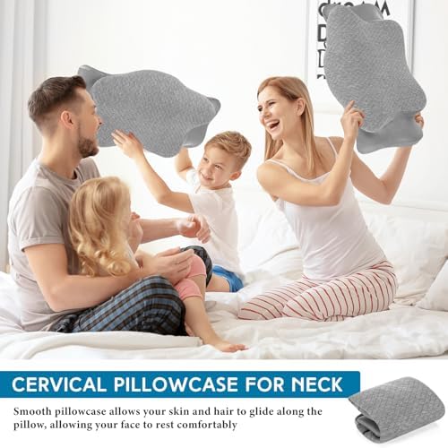 HunnmingRe Pillow Case for Cervical Neck, Gray, Queen Size