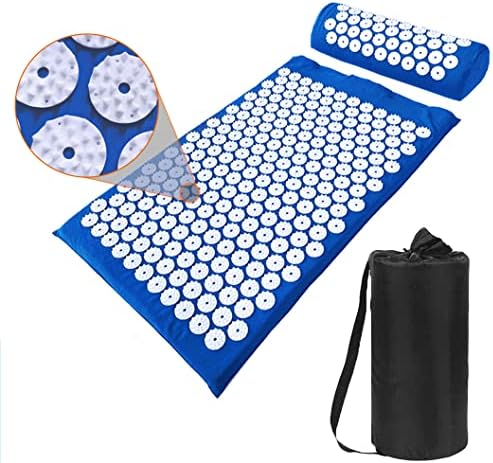 XiaoMaGe 28.7" Acupressure Mat and Pillow Set with Carry Bag (Blue)