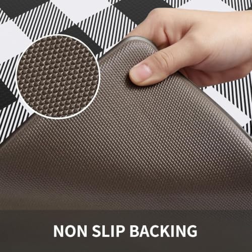 MAYHMYO 2PC Kitchen Mats for Floor,Buffalo Plaid Kitchen Rugs Anti Fatigue