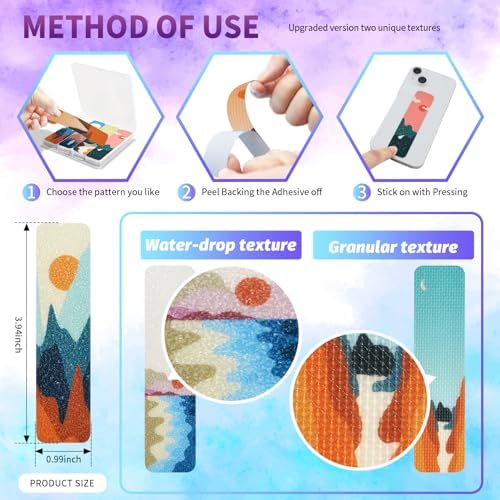48 Pieces Anxiety Sensory Stickers with Storage Box - Sensory Strips 2 Textured Surface Adhesives Fidget Strips for Office Desk Relieve Adult Stress (Landscape Style)