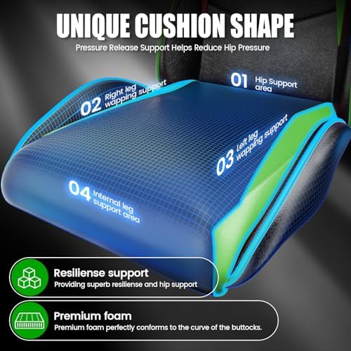 Bigzzia Gaming Chair with Lumbar Support, Ergonomic Gamer Chair Green