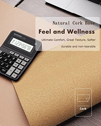 YSAGi Double-Sided Desk Mat, Eco Cork & Leather Desk Protector, Large Mouse Pad & Writing Pad for Office/Home (Apricot+Cork, 47.2" x 17")
