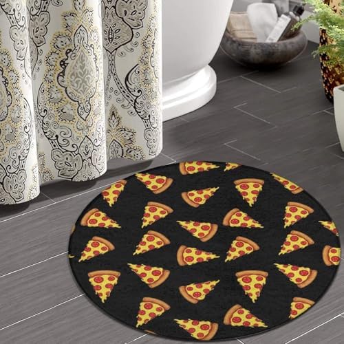 Highly Premium Quality Floor Mat, Office Chair Decor Mat, Room Sofa Yoga Soft Round Carpet Pizza Black