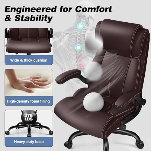 BESTFAIR Ergonomic Computer Desk Chair, Inflatable Lumbar Support, Coffee