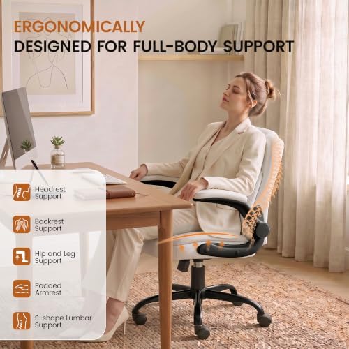Office Desk Chair, Ergonomic Computer Chair with Flip-Up Arms