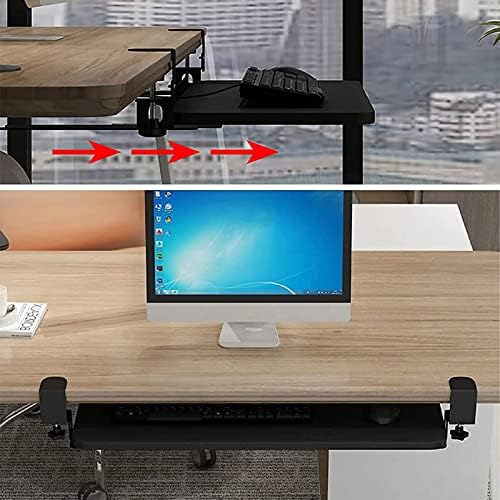 Keyboard Stand for Corner L Shaped Desk - Slide Out Tray with Hidden Drawers - No Drilling Needed - Swivel Clips - 3 Color Options
