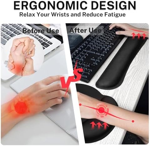 Britimes Ergonomic Mouse Pad Set with Wrist Rest, Black