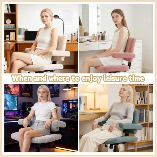 Vigosit Criss Cross Office Chair, Plush Oversized for Cross-Legged Sitting, Adjustable Arms & 360° Swivel Casters - for Home Office, Study, Gaming, Vanity, Comfortable Computer Chair(Green)