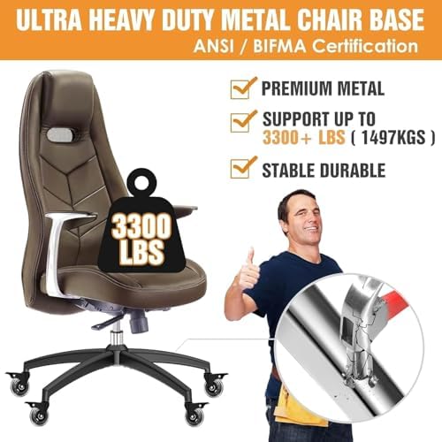 Office Chair Base with Casters (3300 lbs) - Heavy Duty Alloy, Universal Fit