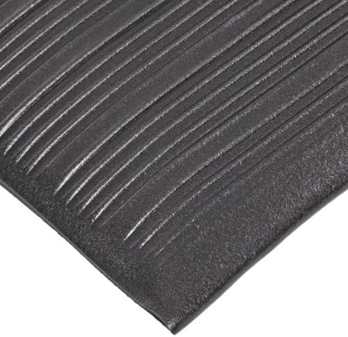 NoTrax T42 Standard PVC Safety/Anti-Fatigue Comfort Rest Ribbed Foam, for Dry Areas, 4' Width x 6' Length x 3/8" Thickness, Coal
