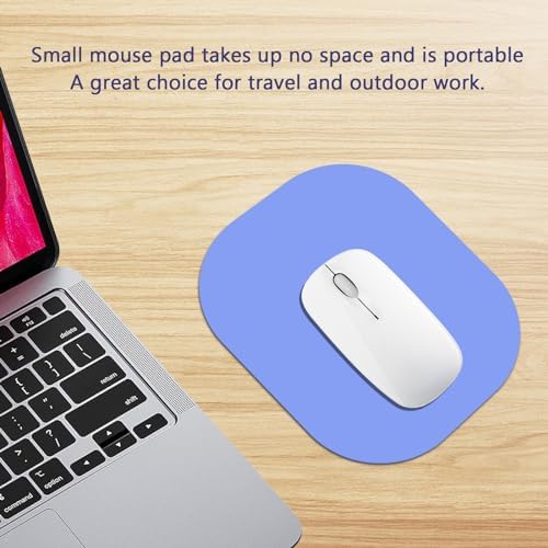 Small Mouse Pad 6 x 7 Inch, Blue Color, Oval Mini Mouse Pad with Non-Slip Rubber Base, Waterproof Compact Mouse Mat for Laptop Computer Wireless Mouse Keyboard Tray Home Office Travel